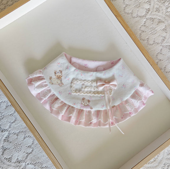 Cute Lace-trimmed Scarf With A Bow Decoration