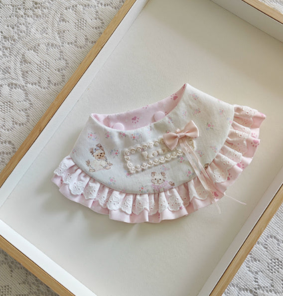Cute Lace-trimmed Scarf With A Bow Decoration