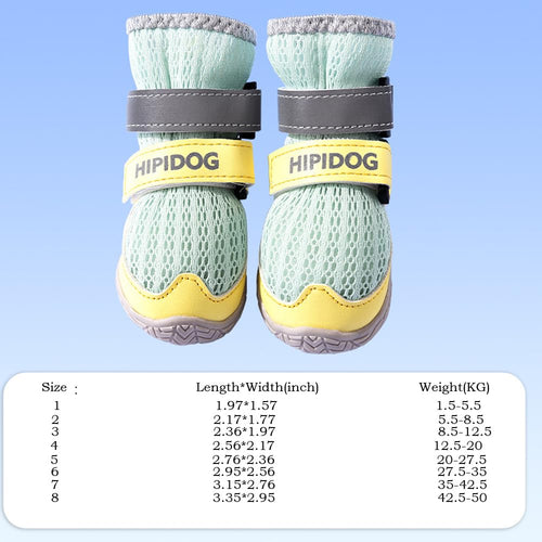 4PCS Dog Shoes For Large Small Medium Dogs,Dog Boots With Reflective Rugged Anti-Slip Sole And Skid-Proof,Breathable Dog Boots For Summer, Paw Protector For Outdoor Walking