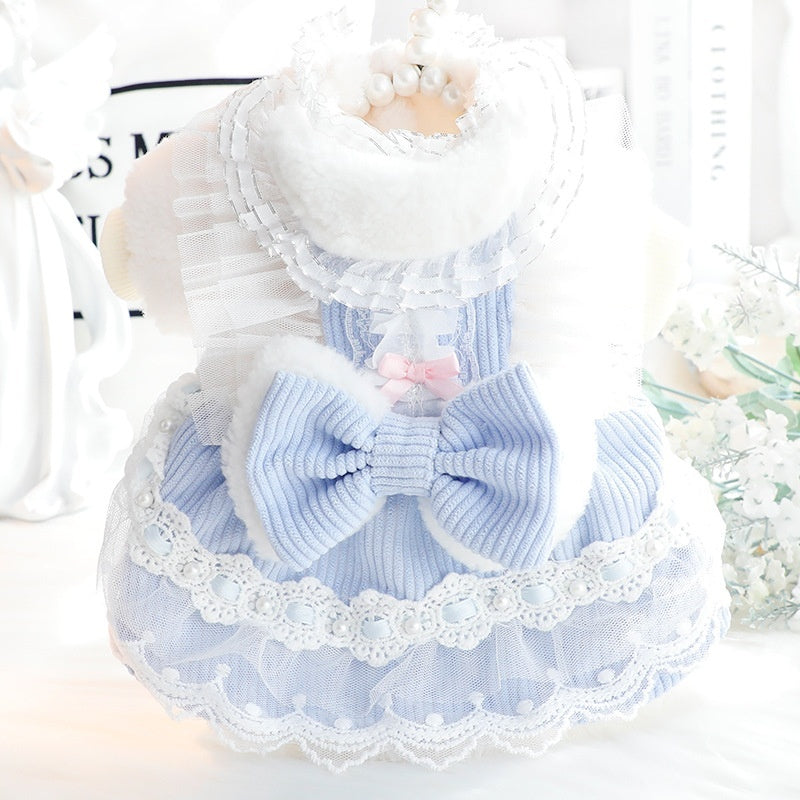 Bow-knot Lace-trimmed Small Pet Clothing