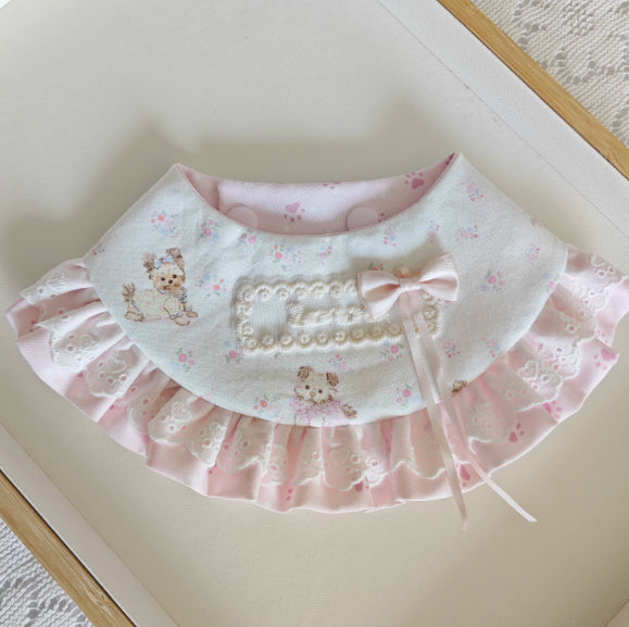 Cute Lace-trimmed Scarf With A Bow Decoration
