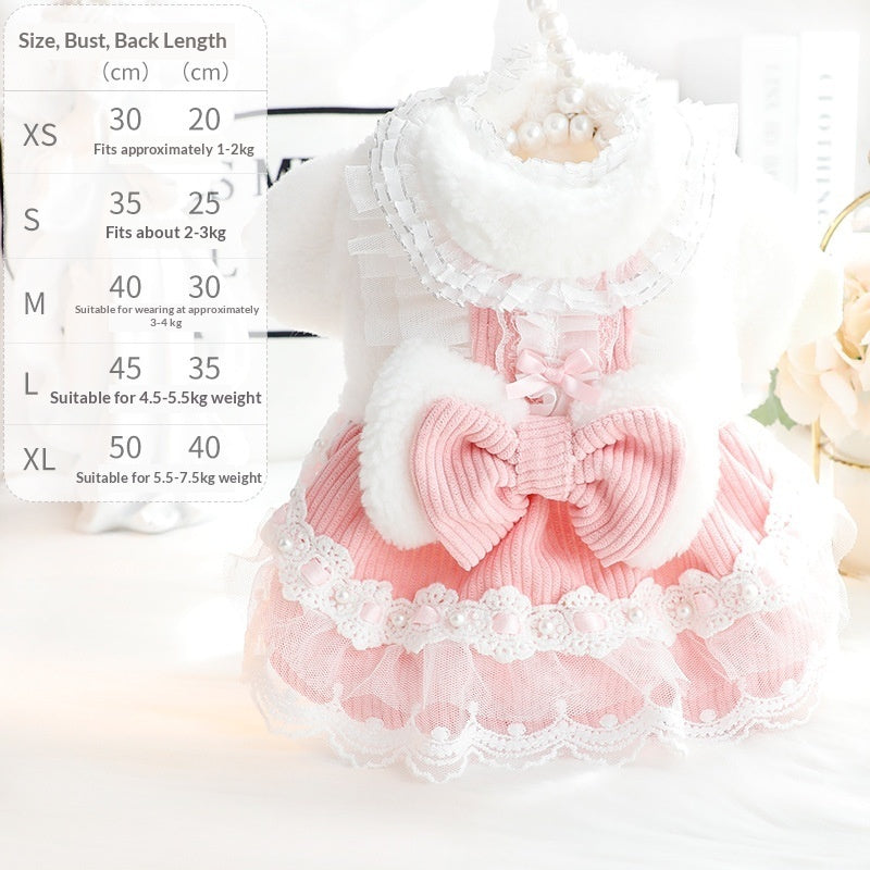 Bow-knot Lace-trimmed Small Pet Clothing