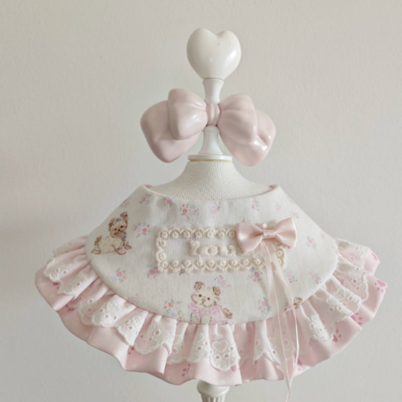 Cute Lace-trimmed Scarf With A Bow Decoration