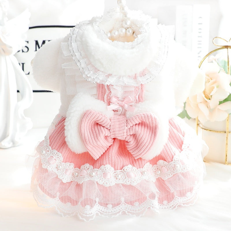 Bow-knot Lace-trimmed Small Pet Clothing